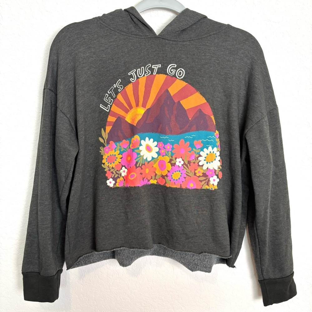 NATURAL LIFE Soft Dark Green Hoodie with Colorful Graphic